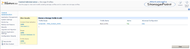 Storage profiles management