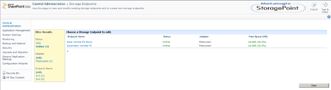 Storage endpoints management