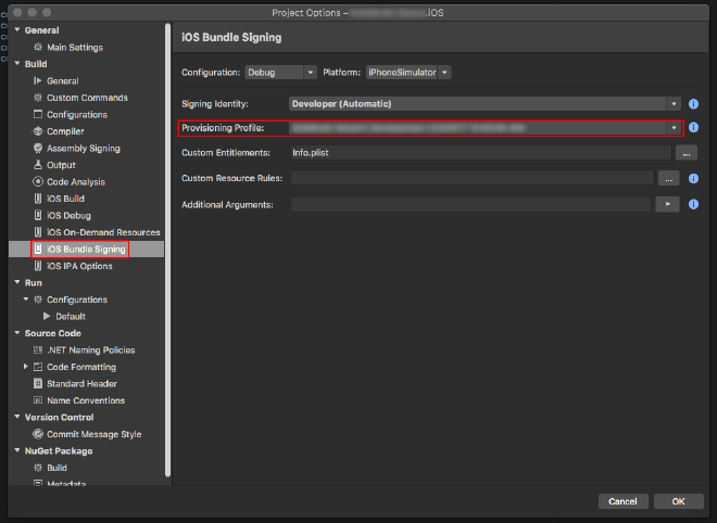 How to configure provisioning profile